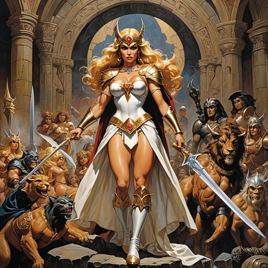 She-Ra as Golden Age Pin-Up Oil Painting