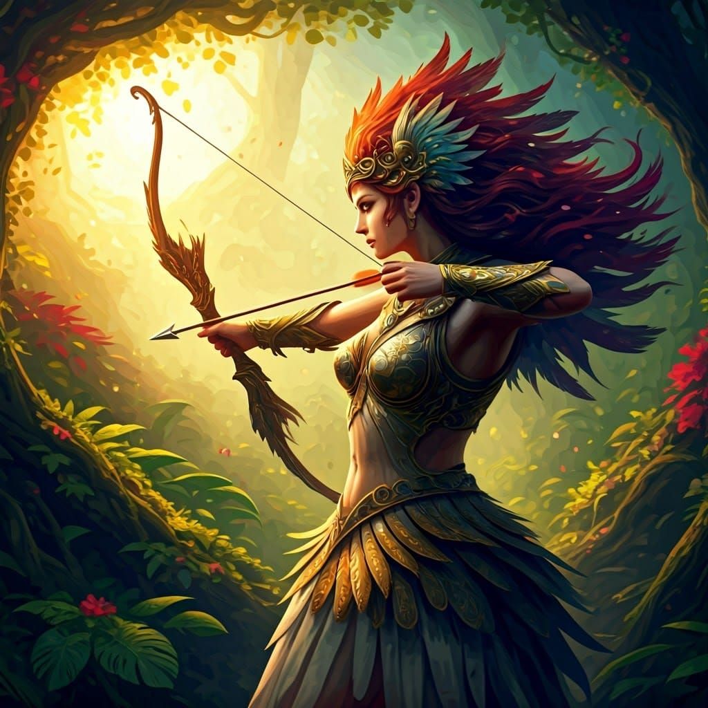 Artemis Draws Her Bow: Hyperrealistic Concept Art