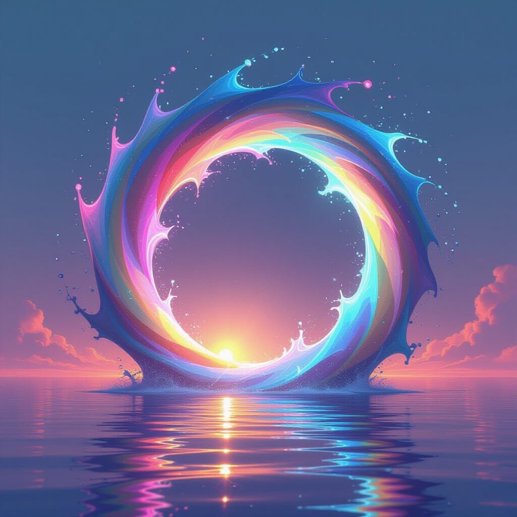 Iridescent Portal in Hyperrealistic Splash Art Style