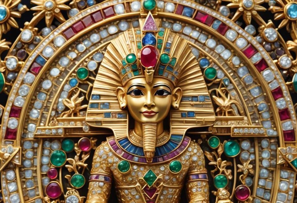 Egyptian God Amon Brooch in 3D Gold