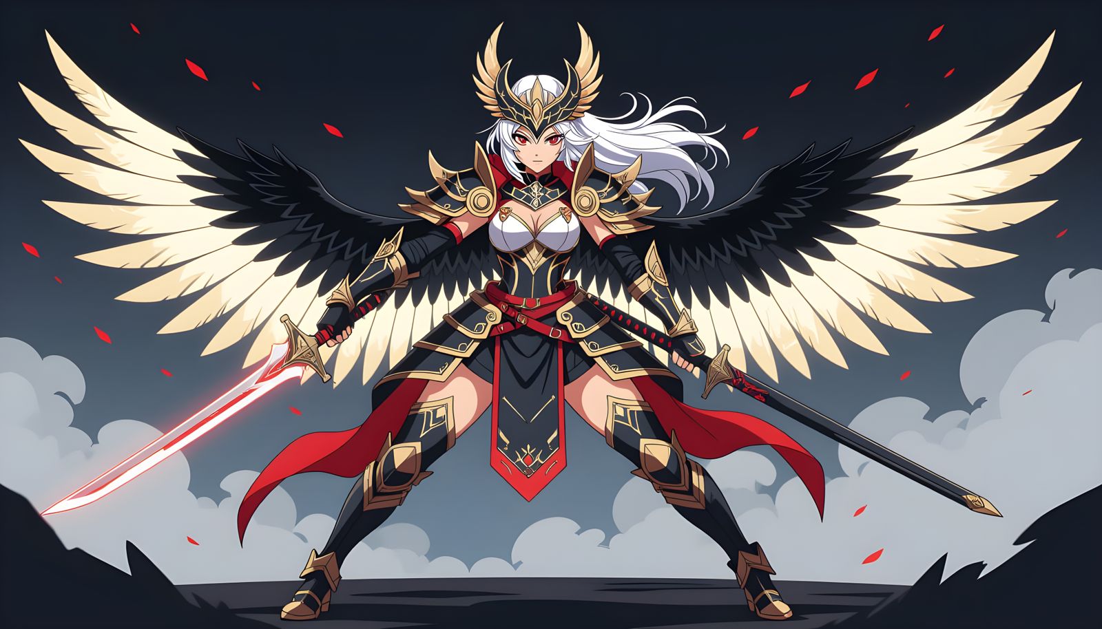 Anime Fighter Girl Ready for Attack in Red