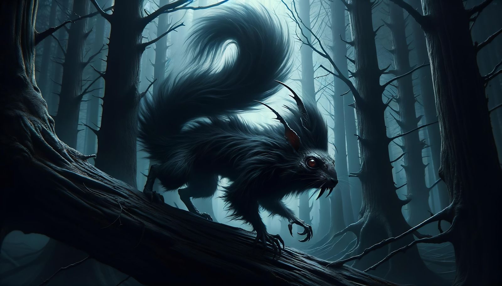Skiurid: Sinister Squirrel in Shadowy Forest