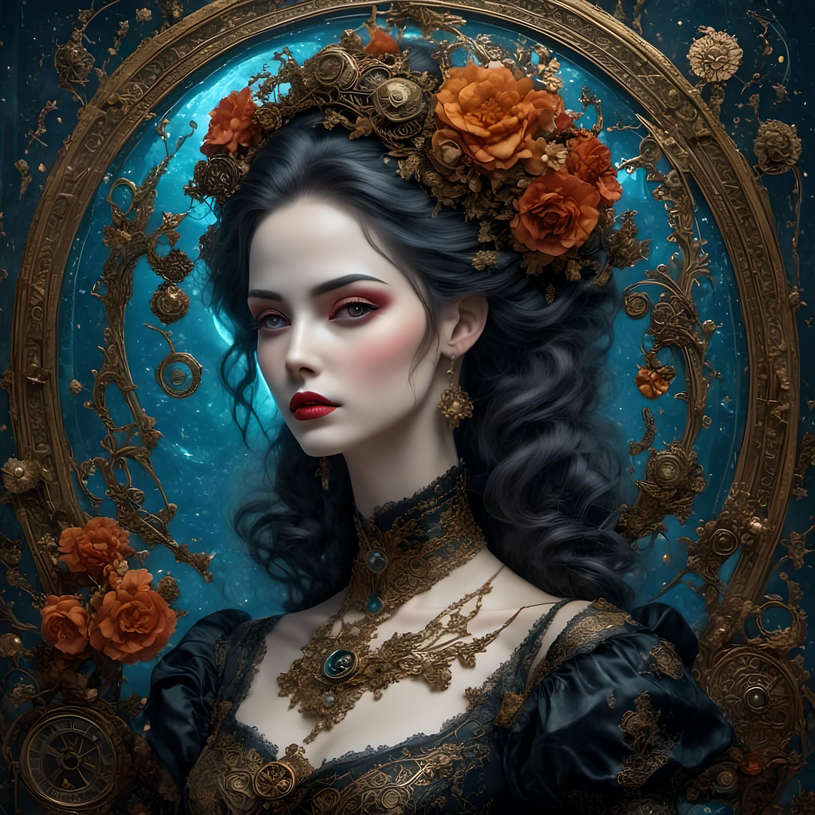 Illuminated Abstract Fractal Design with 3D Shading