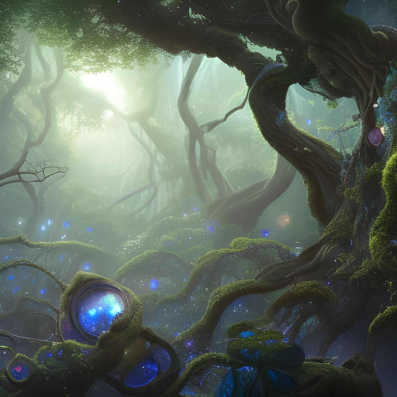 Cosmic Forest: Fantasy Landscape in Art Nouveau Style