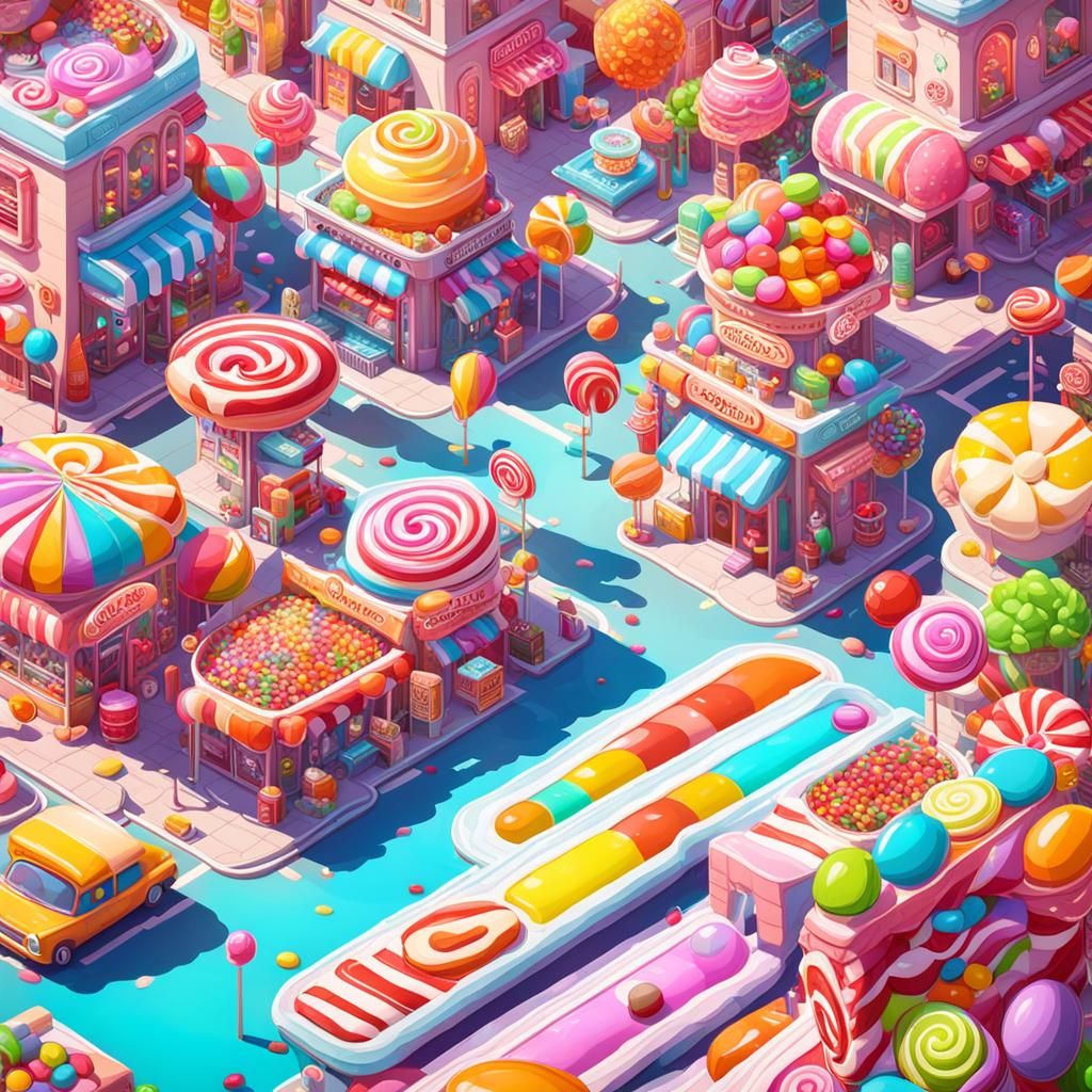 Candy Art Neighborhood: Whimsical Digital Illustration