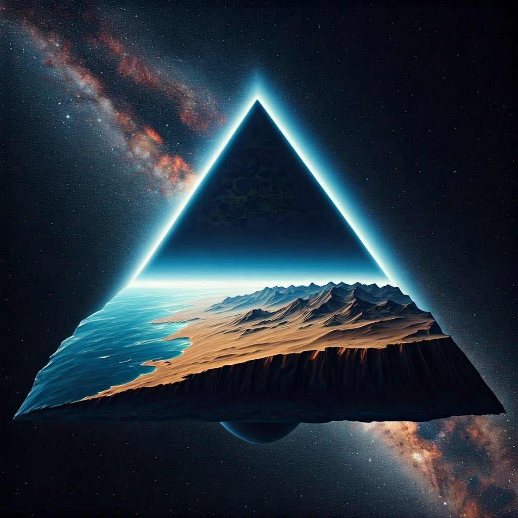 Majestic Triangular Planet in Cosmic Space