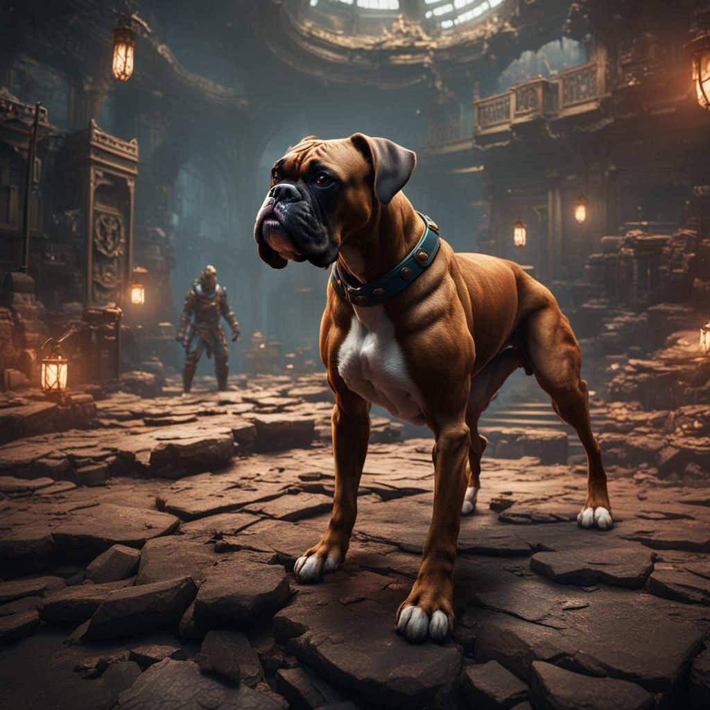 Detailed Matte Painting of a Boxer