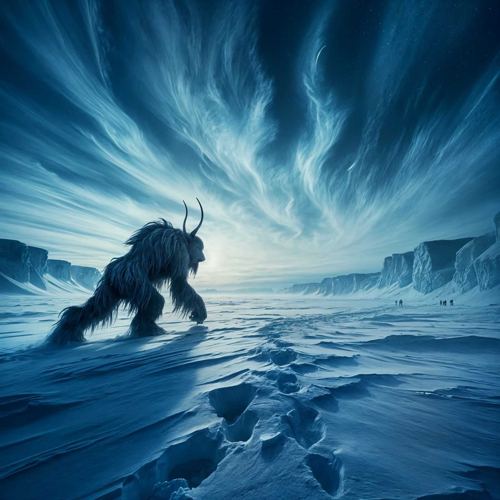 Arctic Behemoth's Twilight Journey Through Frozen Lands