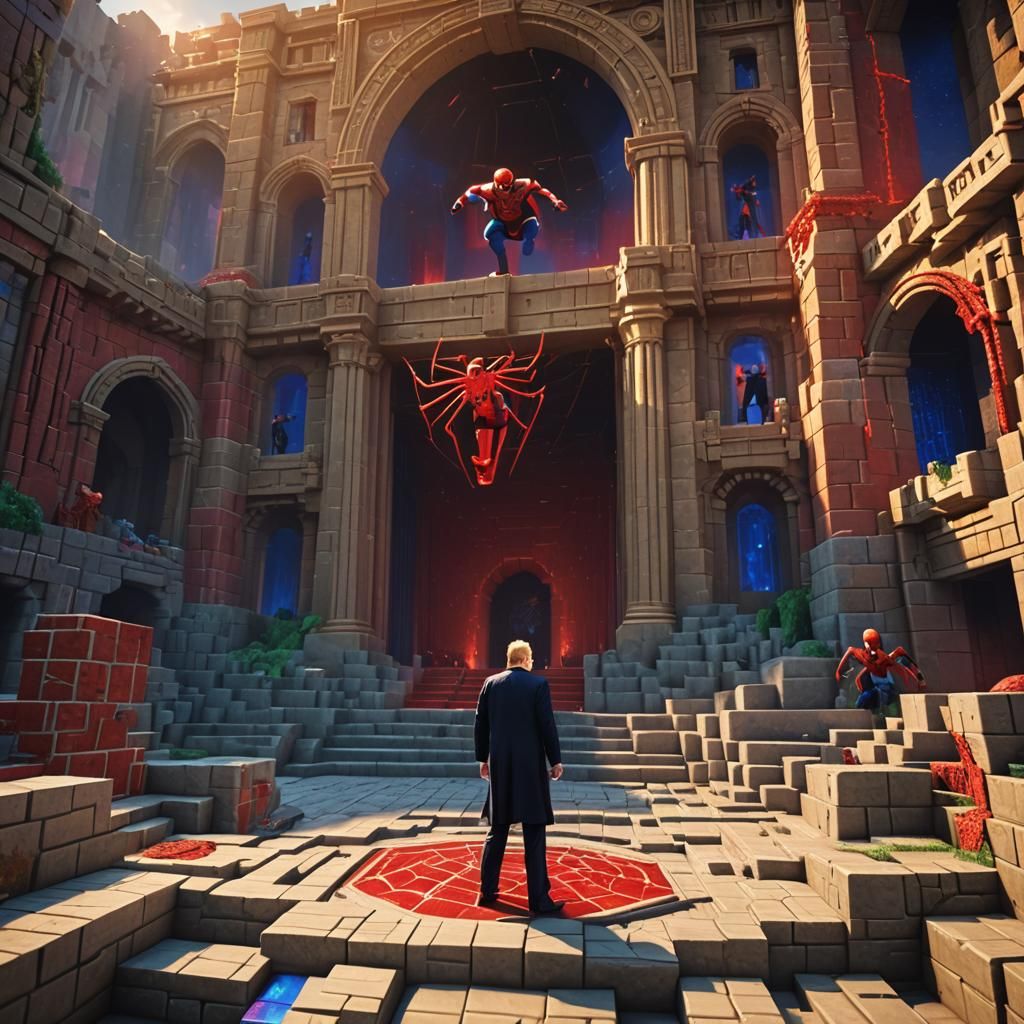 Trump vs Spiderman in Minecraft Arena
