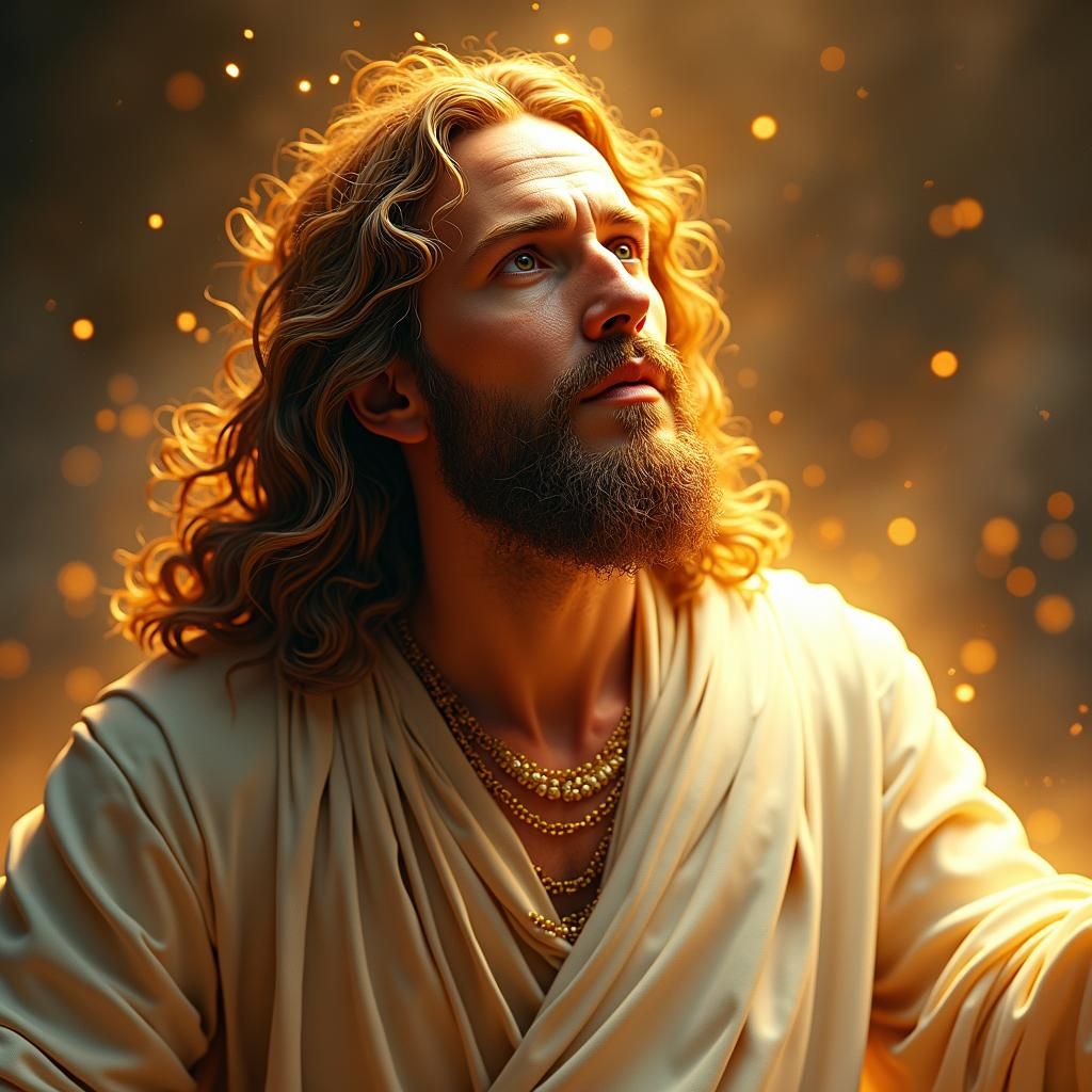 Majestic Glowing Figure of Jesus in Concept Art Style