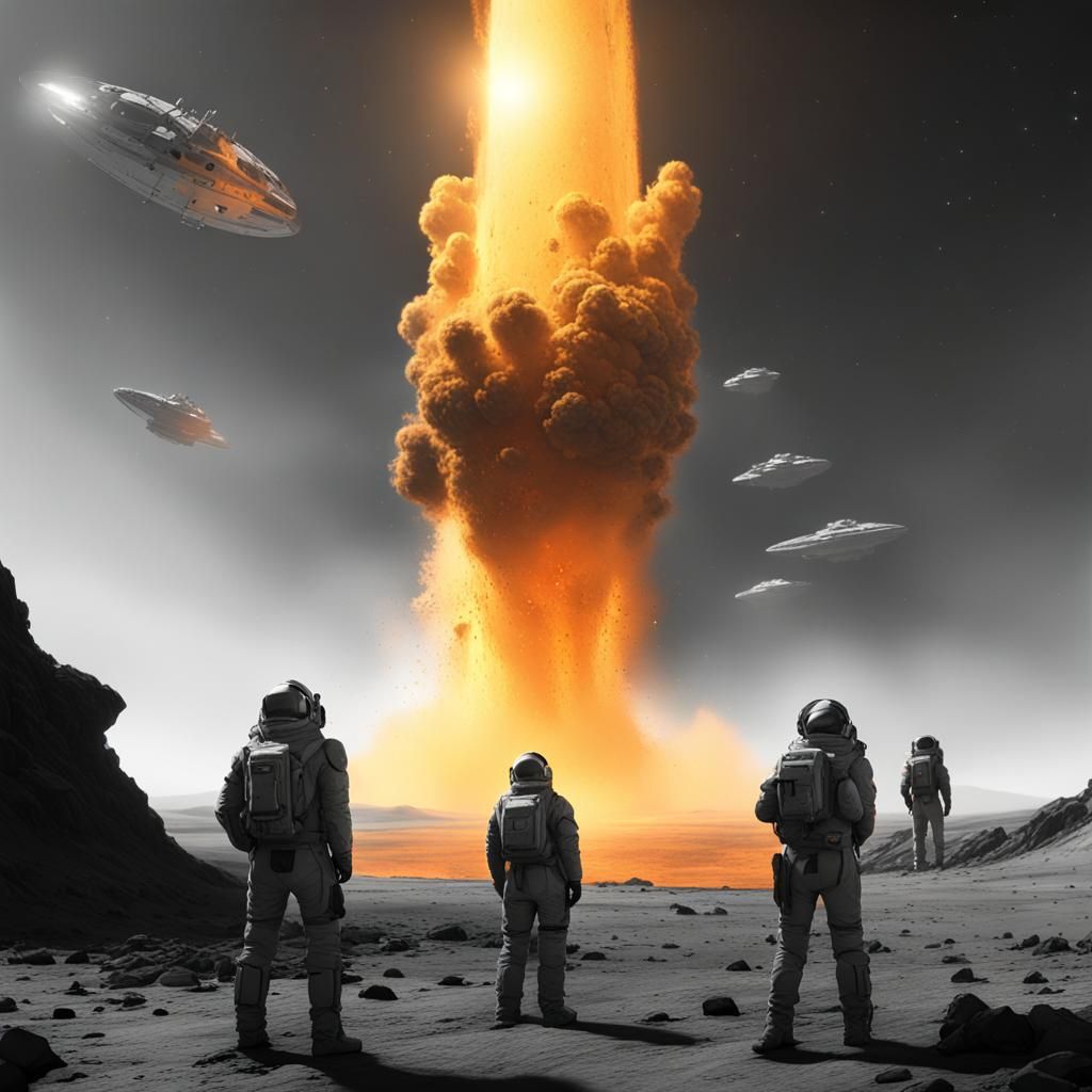 Spectacular Spacecraft Explosion on Barren Planet