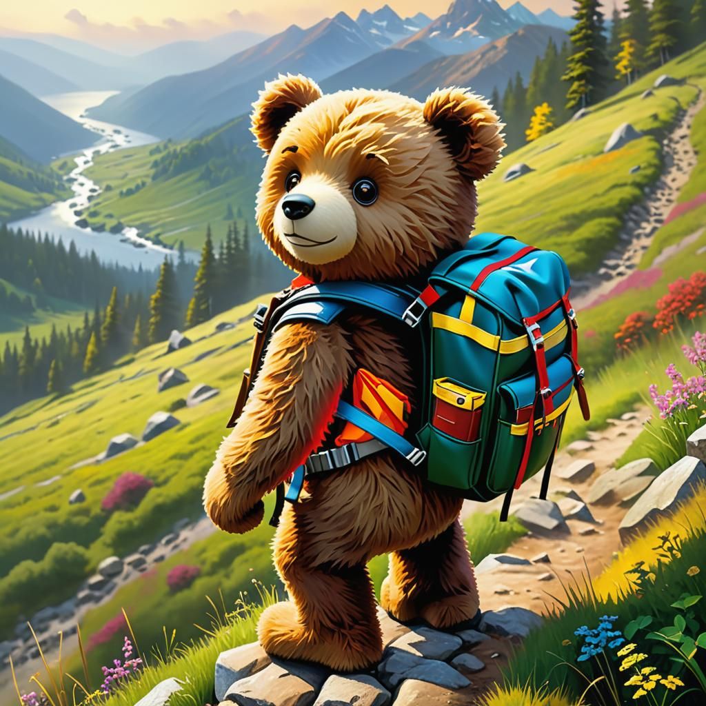 Adventure Awaits: The Curious Teddy Bear's Backpacking Exped...