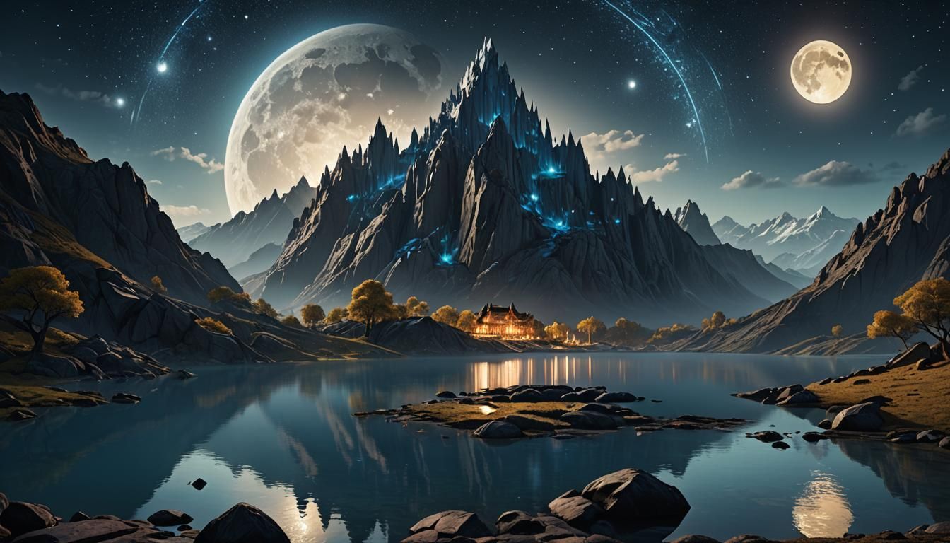 Mystical Runes Glow on Gigantic Mountain