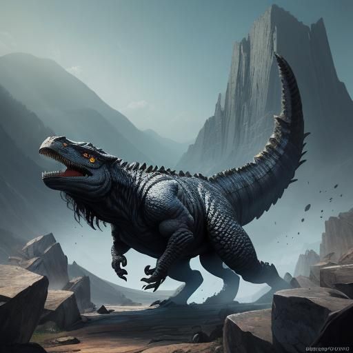 Obsidian Dinosaur Earthquake Concept Art