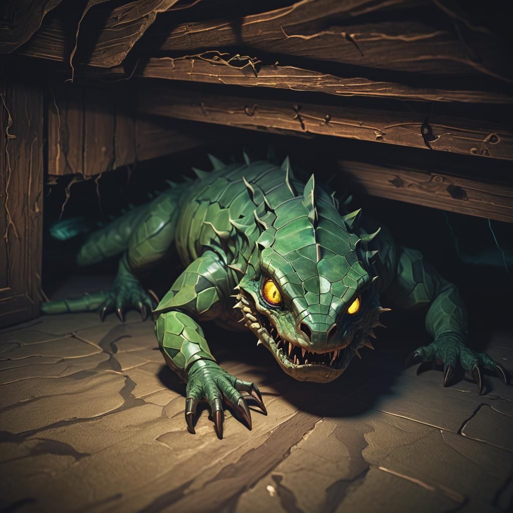 Creepy Crawling Monster in Low-Poly Horror Art