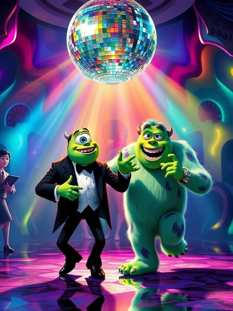 Mike and Sulley Dancing at Monsters University Prom