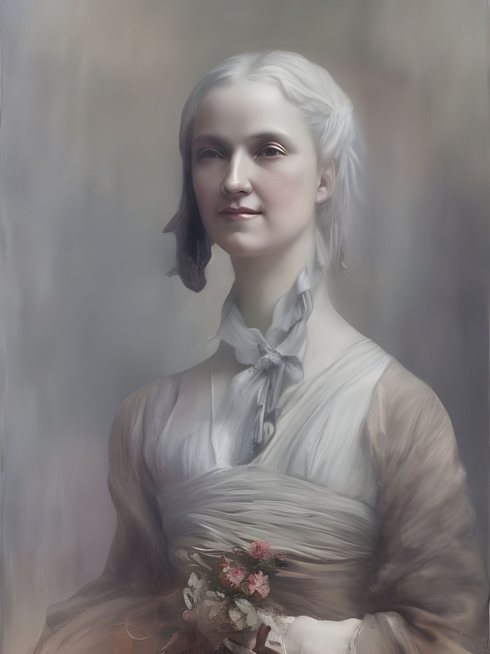 Smiling Woman in Digital Oil Painting Style