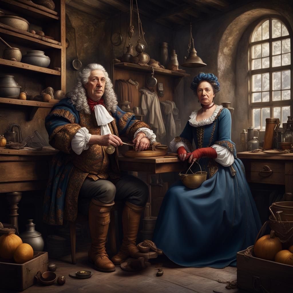 Cobbler and Wife Portrait under Louis XIV