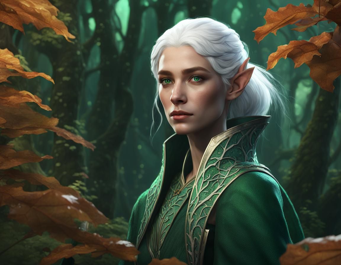 A White Haired Elf in a Forest