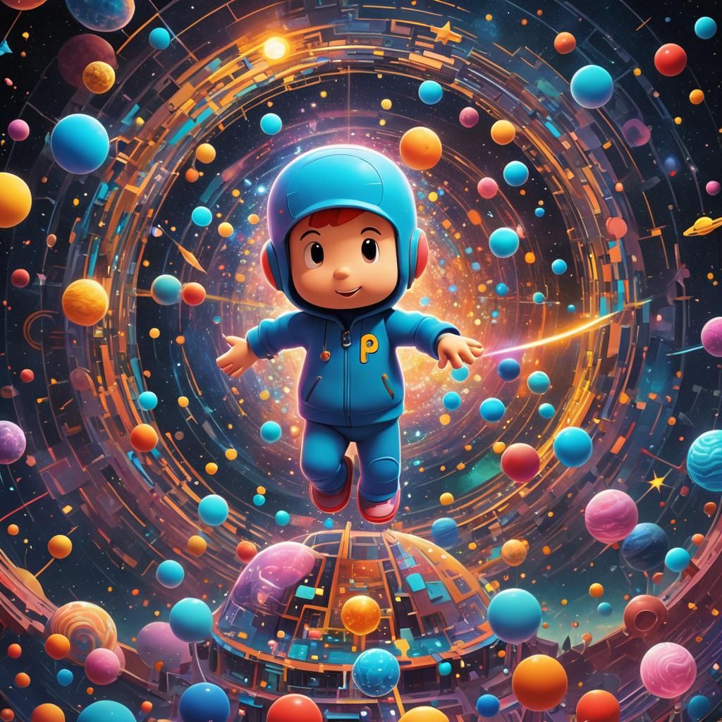 Pocoyo in Holographic Astral Cosmic Illustration