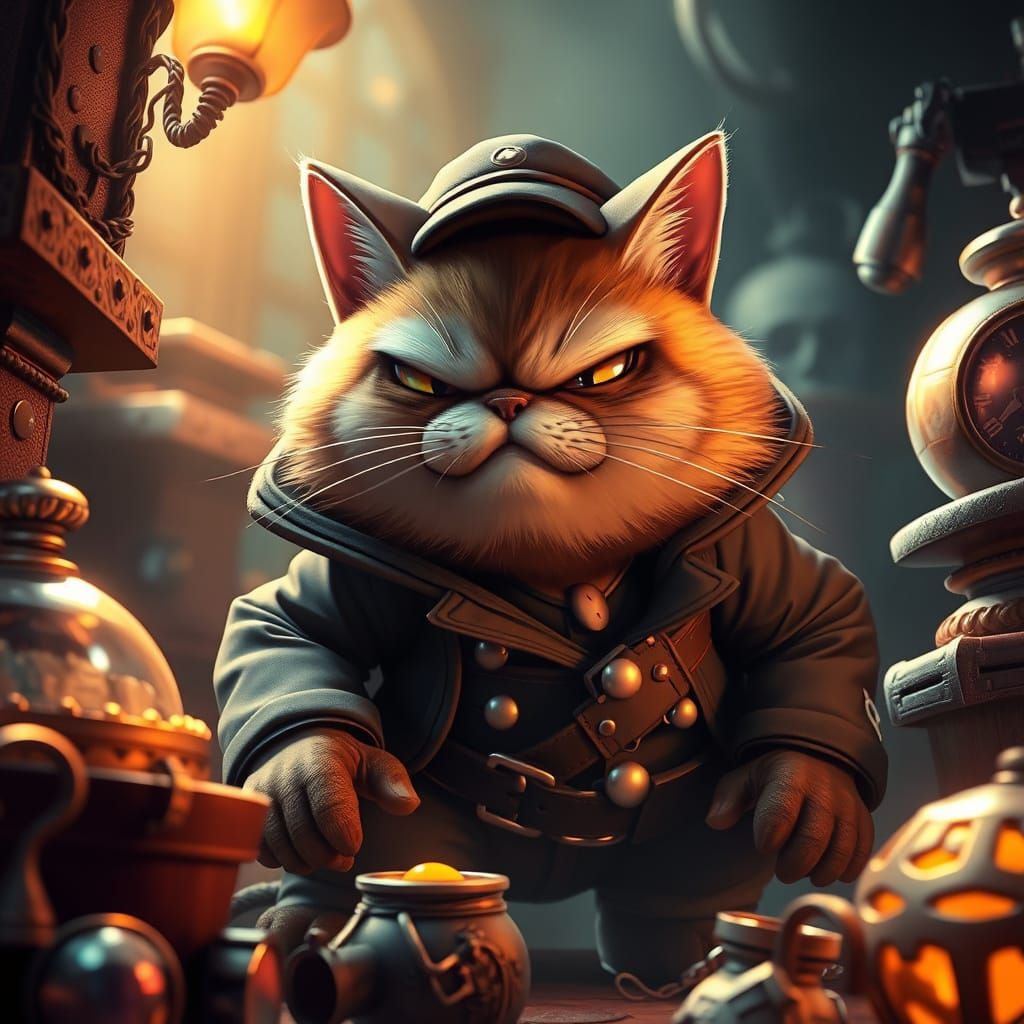Fat Feline Thief in 3D Anime Art Style