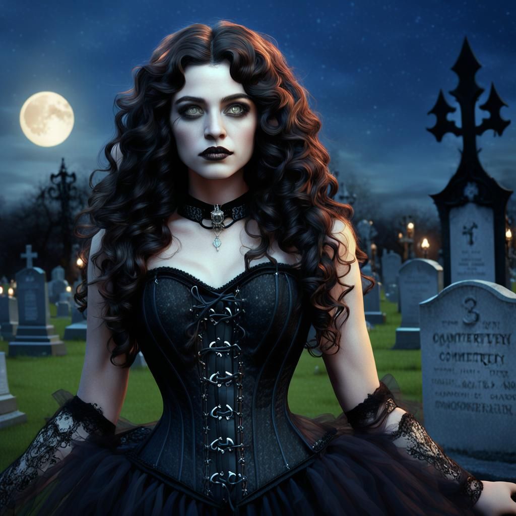 New Orleans Witch in Cemetery at Night