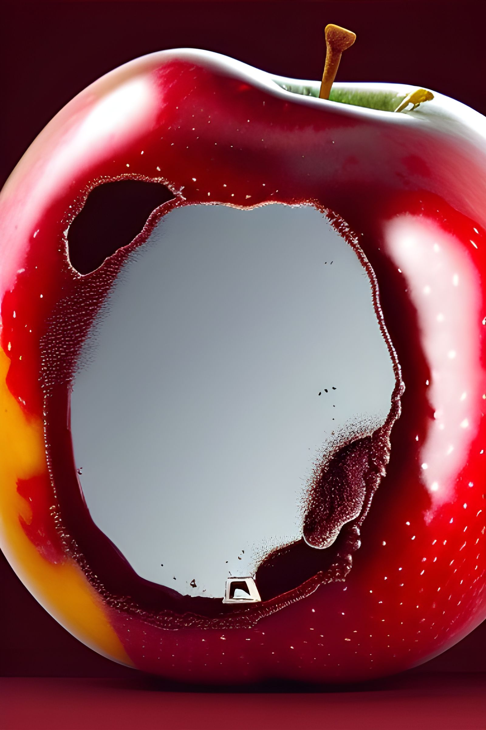 Hyperrealistic Decaying Apple Reflection, Detailed Photoreal...