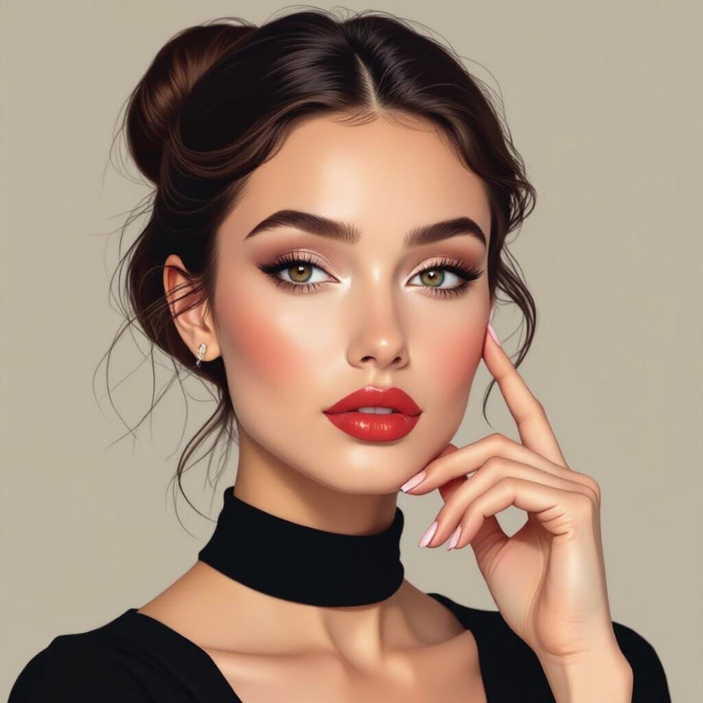 Elegant Portrait in the Style of Graphite Sketch