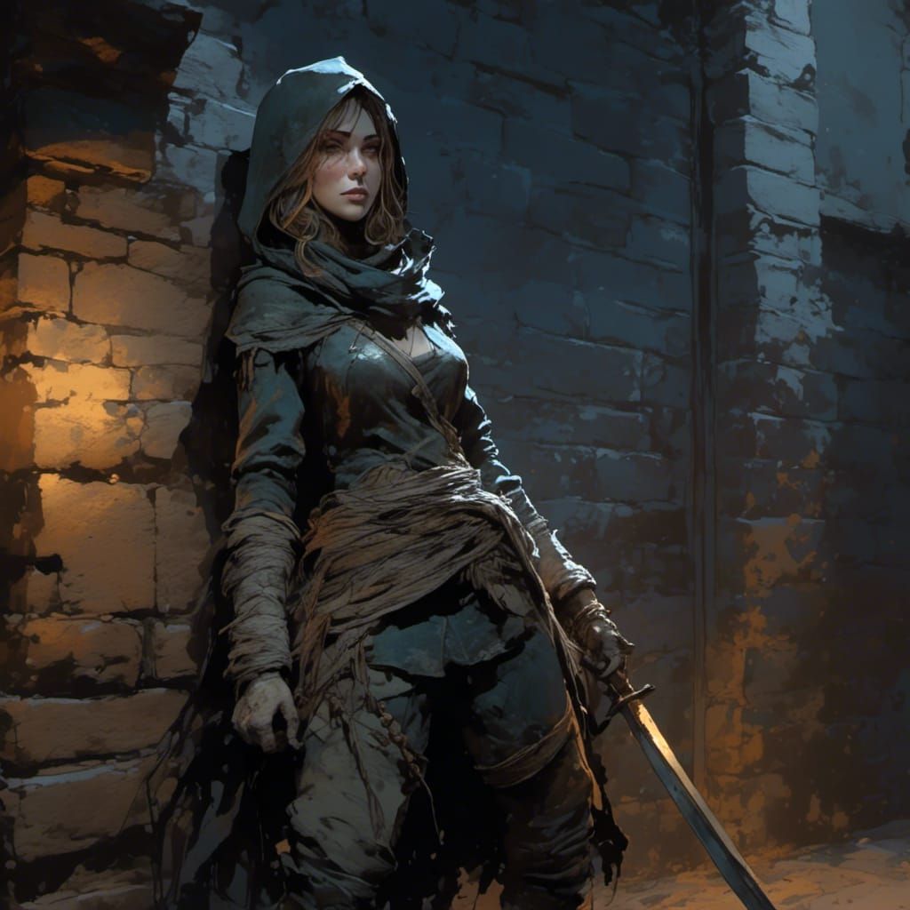 Anime Rogue in Shadows: Detailed 3D Art