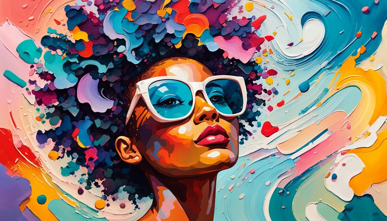 Abstract Palette Knife Portrait in Impasto Style