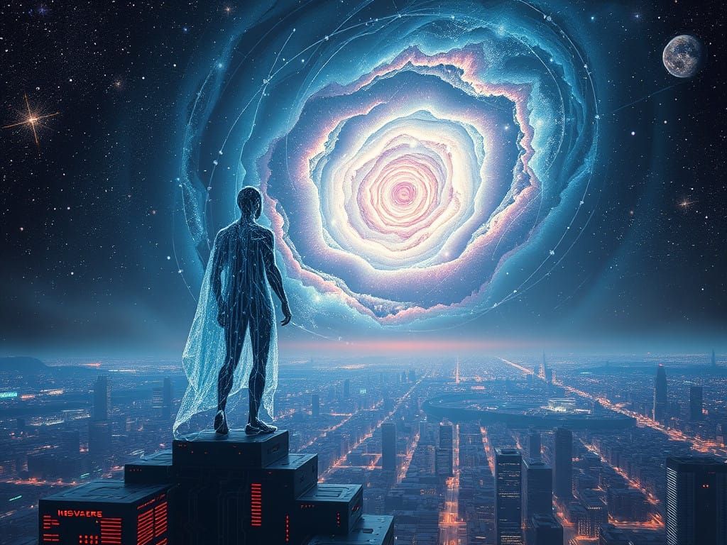 Futuristic Cosmologist Contemplates Celestial Machinery