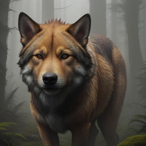 Dire Wolf in Misty Prehistoric Forest
