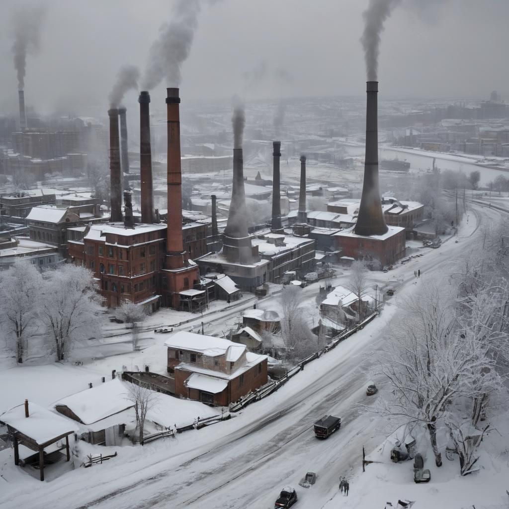 Soviet Steampunk City in Winter