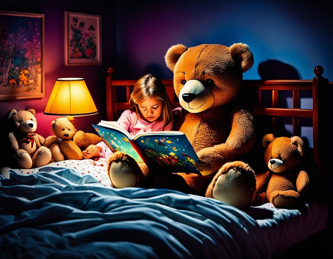 Teddy Bear's Bedtime Story: Pop Art Illustration