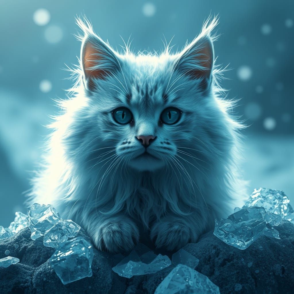 Icy Fluffy Cat: Digital Matte Painting