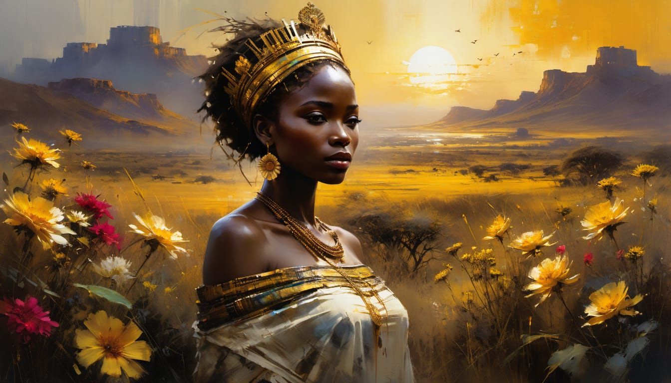 African Queen at Sunset in Golden Light