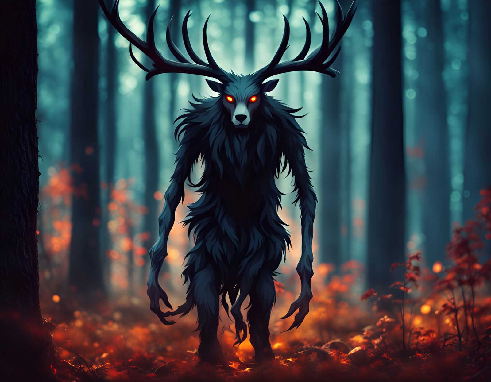 Cute Spooky Wendigo in Sinister Colors