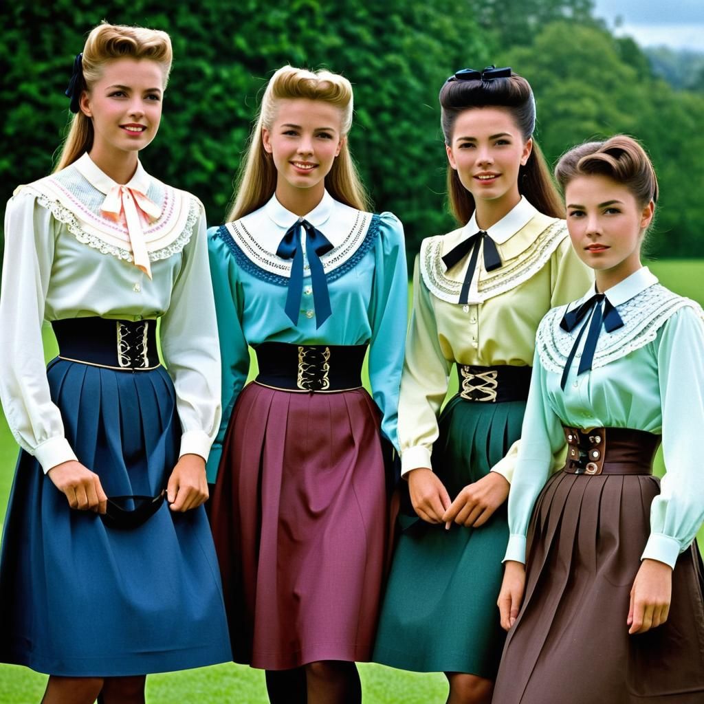 Vintage Fashion: Women with Ribbons and Corsets