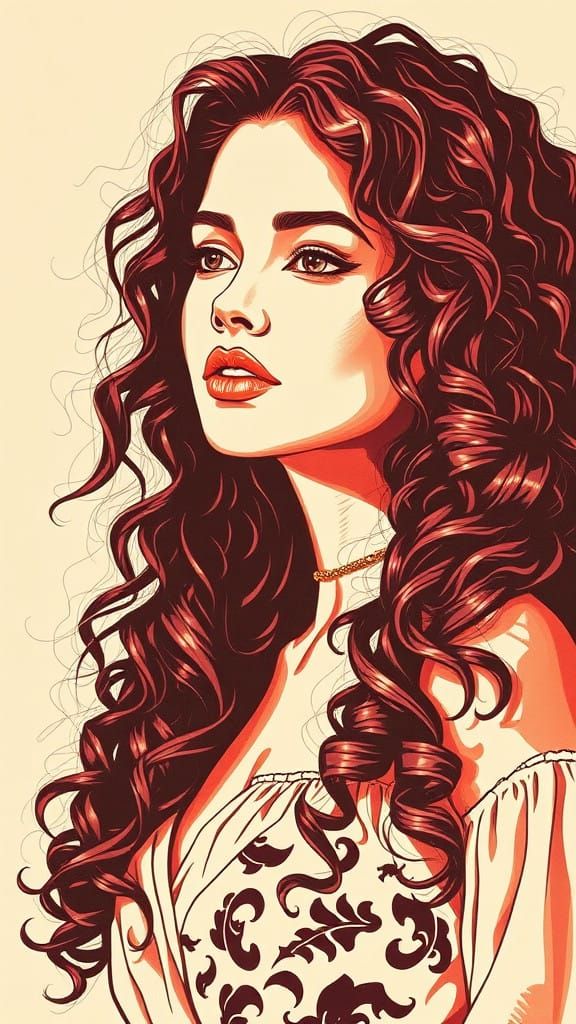 Elegant Portrait in Vibrant Silk Screen Style