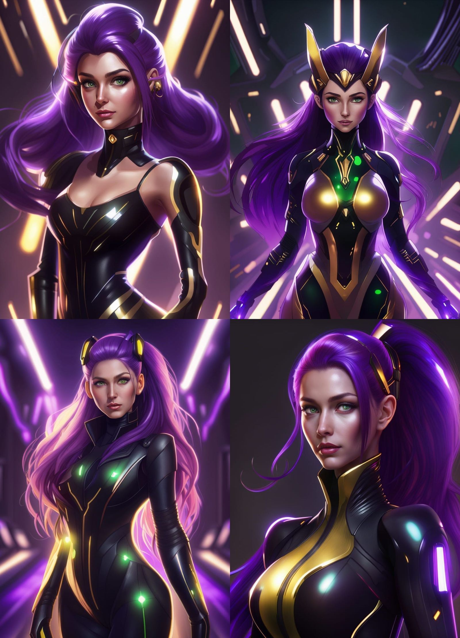 Futuristic Woman with Glowing Hair in Sci-Fi Style