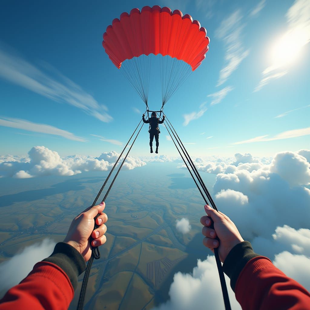 Parachute Drop 3D Render in Syd Mead Style