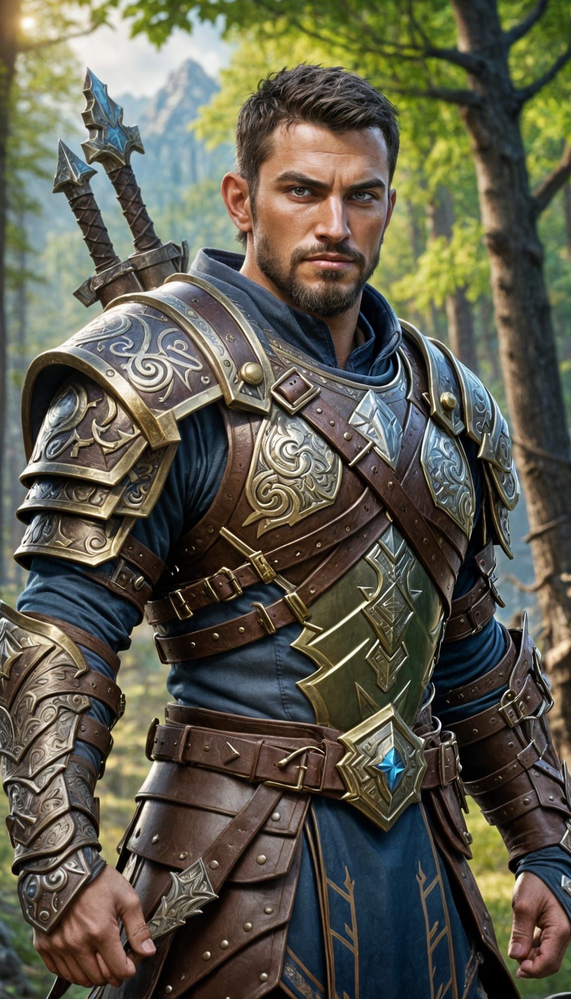 Young Warrior in Warcraft Style Armor