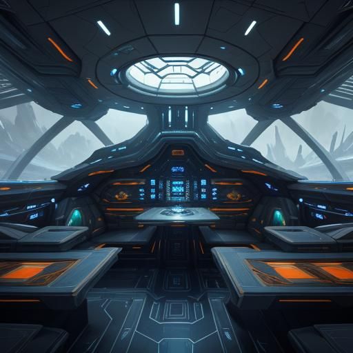 Futuristic Alien Ship Interior in Detailed Matte Painting