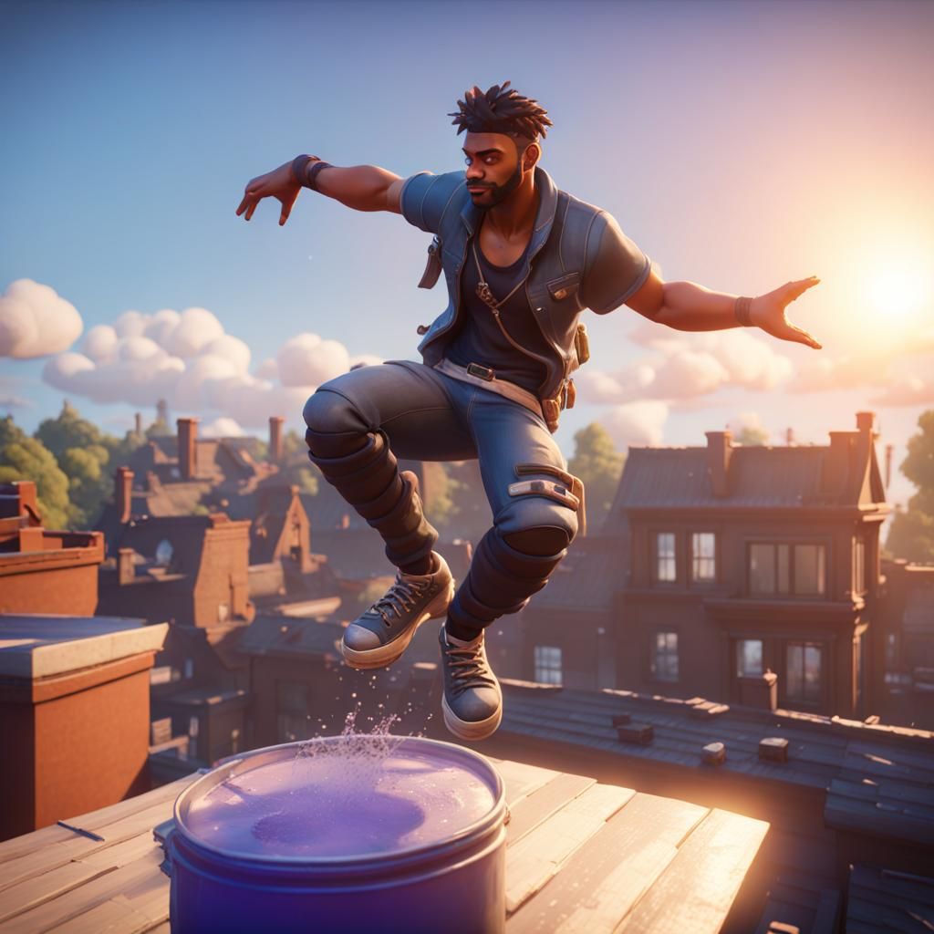 Fortnight Dance on Rooftop in 3D Game Style