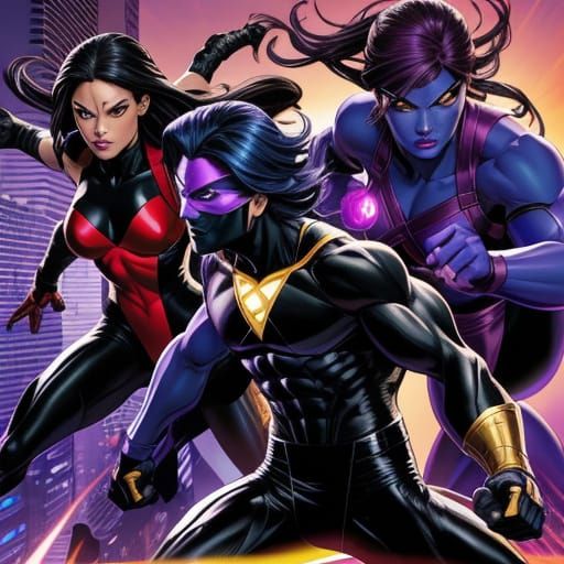 Dynamic Comic Book Art: Asian Cyclops and Psylocke Team Up