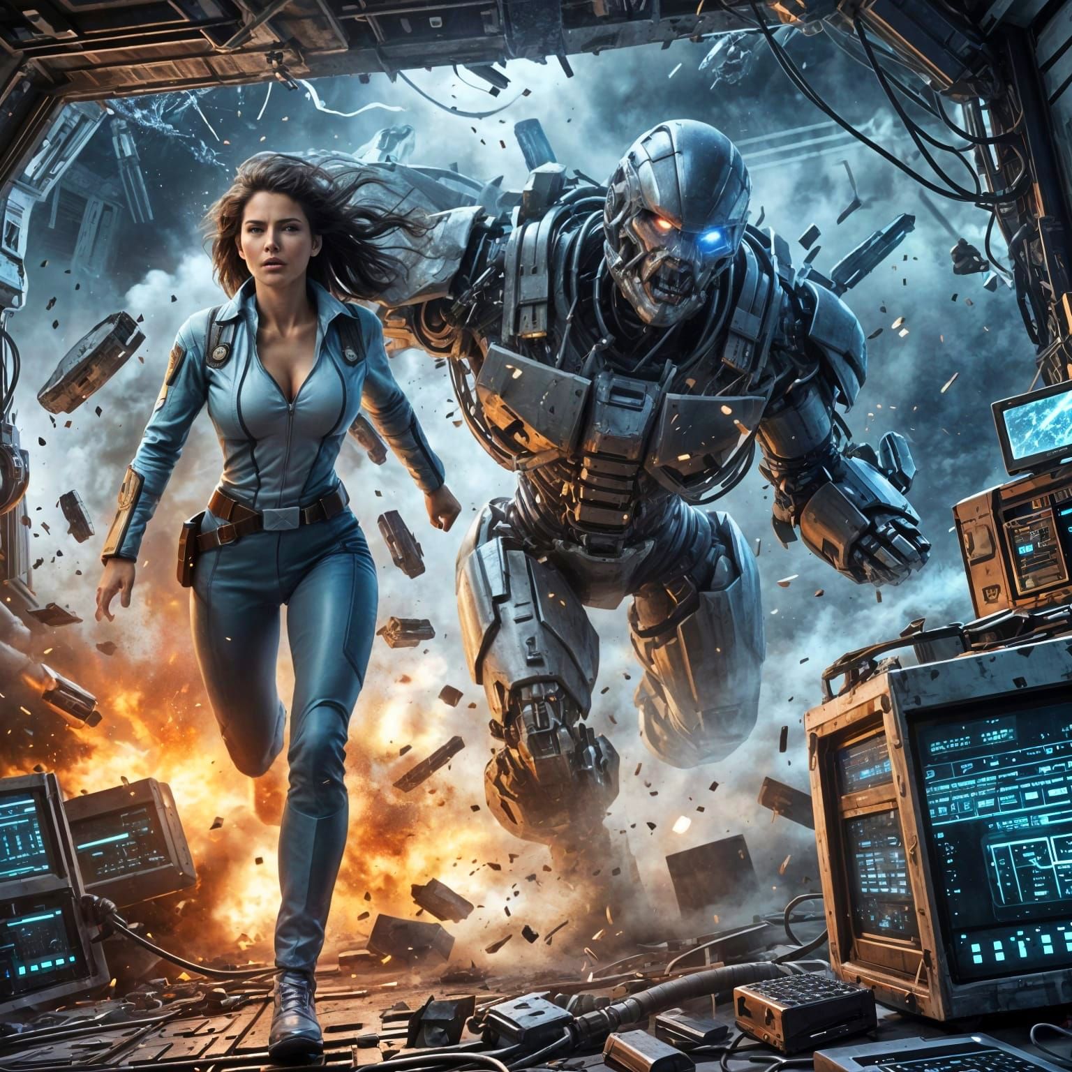 Dystopian Space Battle Unfolds with Photorealistic Chaos