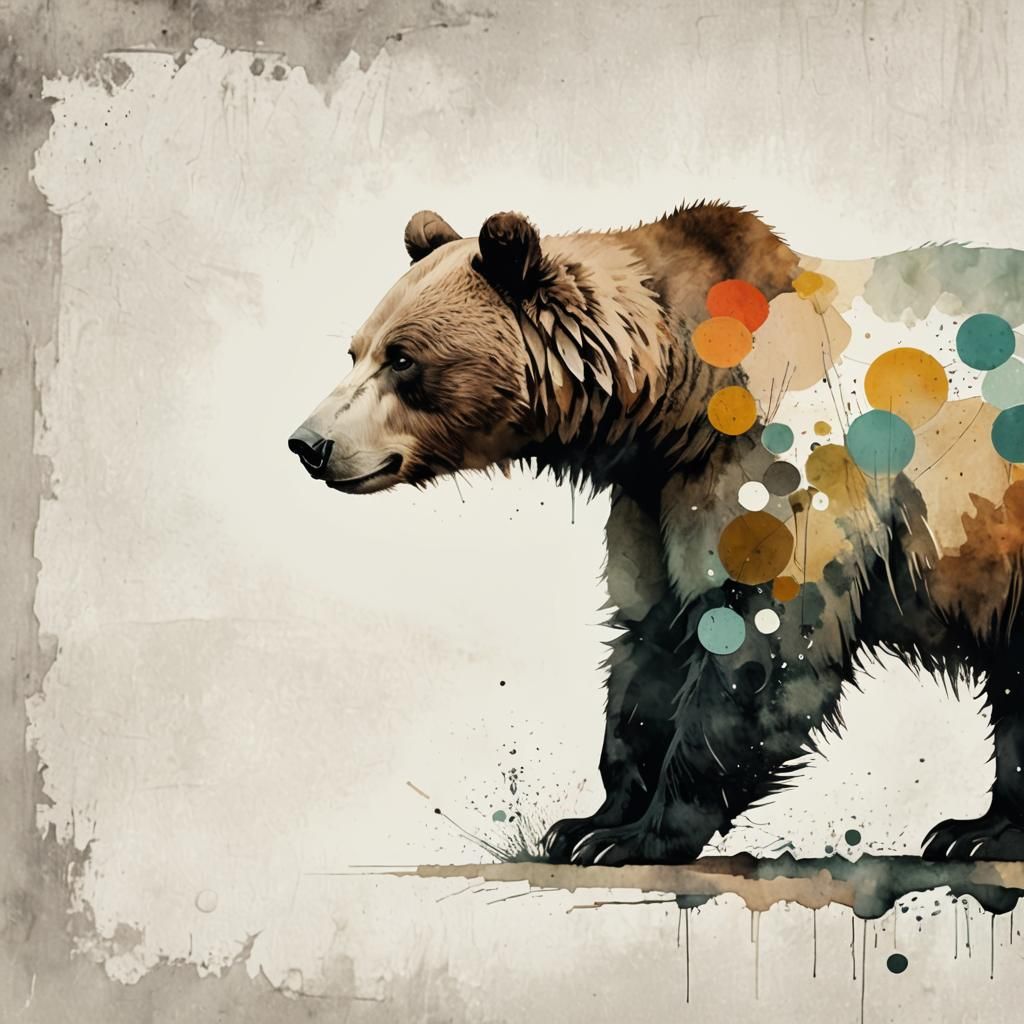 Cute Minimalist Bear Clipart in Pastel Colors