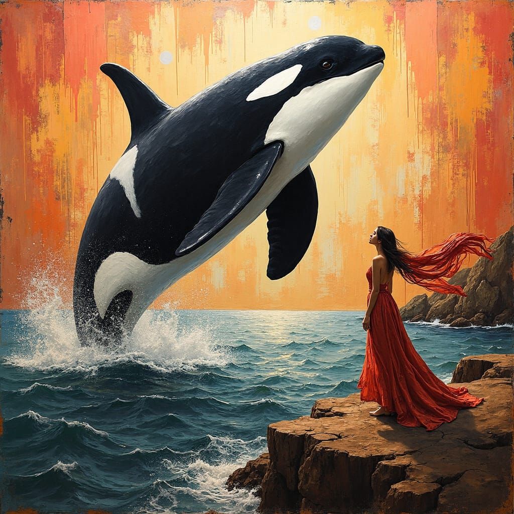 Hyperrealistic Orca Leaping into Action