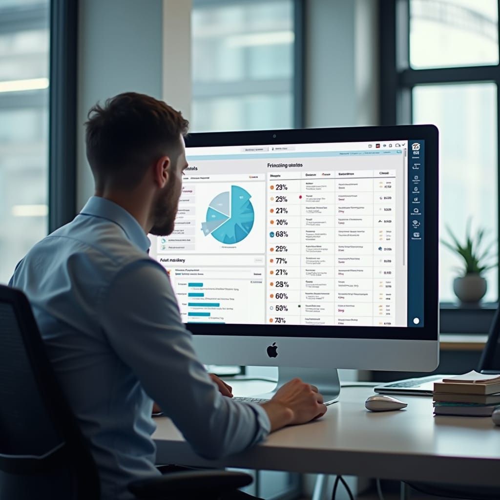 Modern Office Scene with LinkedIn Polls and Bright Layout