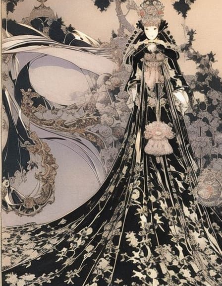 Gothic Portrait of a Princess in Amano Style